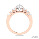 1 Ctw Pers Shape Oval and Round Cut Diamond Semi Mount Engagement Ring in 14K Rose and White Gold