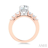 1 Ctw Round Shape Oval and Round Cut Diamond Semi Mount Engagement Ring in 14K Rose and White Gold