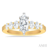 1 Ctw Marquise Shape Oval and Round Cut Diamond Semi Mount Engagement Ring in 14K Yellow and White Gold