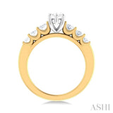 1 Ctw Marquise Shape Oval and Round Cut Diamond Semi Mount Engagement Ring in 14K Yellow and White Gold