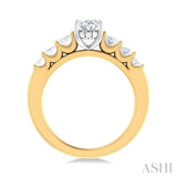 1 Ctw Oval Shape Oval and Round Cut Diamond Semi Mount Engagement Ring in 14K Yellow and White Gold