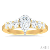 1 Ctw Pers Shape Oval and Round Cut Diamond Semi Mount Engagement Ring in 14K Yellow and White Gold