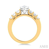 1 Ctw Pers Shape Oval and Round Cut Diamond Semi Mount Engagement Ring in 14K Yellow and White Gold