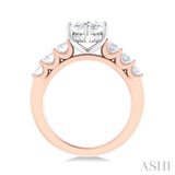 1 1/4 Ctw Marquise Shape Oval and Round Cut Diamond Semi Mount Engagement Ring in 14K Rose and White Gold