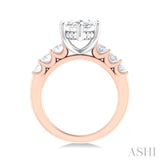 1 1/4 Ctw Marquise Shape Oval and Round Cut Diamond Semi Mount Engagement Ring in 14K Rose and White Gold