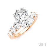 1 1/4 Ctw Oval Shape Oval and Round Cut Diamond Semi-Mount Engagement Ring in 14K Rose and White Gold