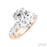 1 1/4 Ctw Oval Shape Oval and Round Cut Diamond Semi-Mount Engagement Ring in 14K Rose and White Gold