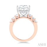 1 1/4 Ctw Princess Shape Oval and Round Cut Diamond Semi Mount Engagement Ring in 14K Rose and White Gold