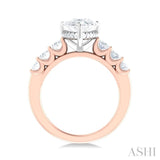 1 1/4 Ctw Pers Shape Oval and Round Cut Diamond Semi Mount Engagement Ring in 14K Rose and White Gold