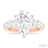 1 1/4 Ctw Pers Shape Oval and Round Cut Diamond Semi Mount Engagement Ring in 14K Rose and White Gold