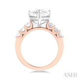 1 1/4 Ctw Pers Shape Oval and Round Cut Diamond Semi Mount Engagement Ring in 14K Rose and White Gold