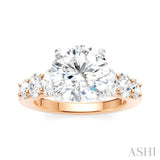 1 1/4 Ctw Round Shape Oval and Round Cut Diamond Semi-Mount Engagement Ring in 14K Rose and White Gold