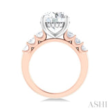 1 1/4 Ctw Round Shape Oval and Round Cut Diamond Semi Mount Engagement Ring in 14K Rose and White Gold