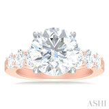 1 1/4 Ctw Round Shape Oval and Round Cut Diamond Semi Mount Engagement Ring in 14K Rose and White Gold