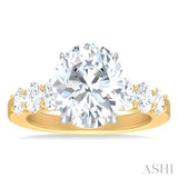 1 1/4 Ctw Oval Shape Oval and Round Cut Diamond Semi Mount Engagement Ring in 14K Yellow and White Gold