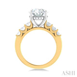 1 1/4 Ctw Oval Shape Oval and Round Cut Diamond Semi Mount Engagement Ring in 14K Yellow and White Gold