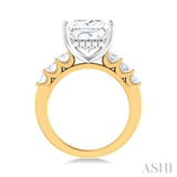 1 1/4 Ctw Princess Shape Oval and Round Cut Diamond Semi Mount Engagement Ring in 14K Yellow and White Gold