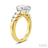 1 Ctw Pear Shape Oval and Round Cut Diamond Semi-Mount Engagement Ring in 14K Yellow and White Gold