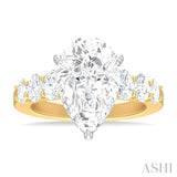 1 1/4 Ctw Pers Shape Oval and Round Cut Diamond Semi Mount Engagement Ring in 14K Yellow and White Gold