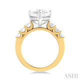 1 1/4 Ctw Pers Shape Oval and Round Cut Diamond Semi Mount Engagement Ring in 14K Yellow and White Gold