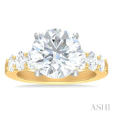 1 1/4 Ctw Round Shape Oval and Round Cut Diamond Semi Mount Engagement Ring in 14K Yellow and White Gold