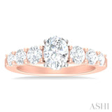 1 ctw Oval Shape Round Cut Diamond Semi Mount Engagement Ring in 14K Rose and White Gold