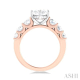 1 1/5 ctw Marquise Shape Round Cut Diamond Semi Mount Engagement Ring in 14K Rose and White Gold