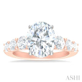 1 1/4 ctw Oval Shape Round Cut Diamond Semi Mount Engagement Ring in 14K Rose and White Gold