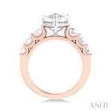 1 1/5 ctw Pear Shape Round Cut Diamond Semi Mount Engagement Ring in 14K Rose and White Gold