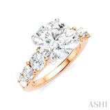1 1/5 Ctw Round Shape Round Cut Diamond Semi-Mount Engagement Ring in 14K Rose and White Gold