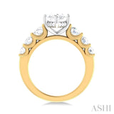 1 1/5 ctw Marquise Shape Round Cut Diamond Semi Mount Engagement Ring in 14K Yellow and White Gold