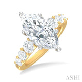 1 1/5 ctw Marquise Shape Round Cut Diamond Semi Mount Engagement Ring in 14K Yellow and White Gold