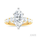 1 1/5 ctw Marquise Shape Round Cut Diamond Semi Mount Engagement Ring in 14K Yellow and White Gold