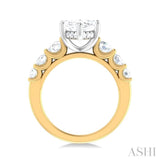 1 1/5 ctw Marquise Shape Round Cut Diamond Semi Mount Engagement Ring in 14K Yellow and White Gold
