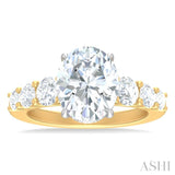 1 1/4 ctw Oval Shape Round Cut Diamond Semi Mount Engagement Ring in 14K Yellow and White Gold