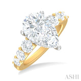 1 1/5 ctw Pear Shape Round Cut Diamond Semi Mount Engagement Ring in 14K Yellow and White Gold