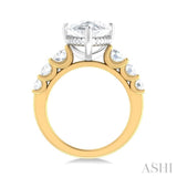 1 1/4 ctw Pear Shape Round Cut Diamond Semi Mount Engagement Ring in 14K Yellow and White Gold