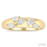 1/2 ctw 5-Stone Pear and Marquise Cut Diamond Fashion Bold Band in 14K Yellow Gold