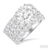 2 1/6 Ctw Wide Four Row Round Cut Diamond Semi-Mount Engagement Ring in 14K Yellow and White Gold