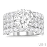 2 1/6 Ctw Wide Four Row Round Cut Diamond Semi-Mount Engagement Ring in 14K Yellow and White Gold