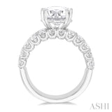 2 1/6 Ctw Wide Four Row Round Cut Diamond Semi-Mount Engagement Ring in 14K Yellow and White Gold