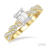 3/8 Ctw Twisted Shank Round Cut Diamond Semi-Mount Engagement Ring in 14K Yellow and White Gold