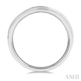1/2 ctw Curved Center Milgrain Border Round Cut Diamond Wedding Band in 14K White Gold