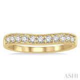 1/3 ctw Curved Center Milgrain Border Round Cut Diamond Wedding Band in 14K Yellow Gold