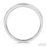 1/4 ctw Curved Center Milgrain Border Round Cut Diamond Wedding Band in 14K White Gold