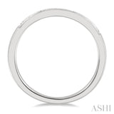 1/10 ctw Curved Center Milgrain Border Round Cut Diamond Wedding Band in 14K White Gold
