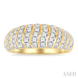 1/2 Ctw Lightweight Ribbed Round Cut Diamond Band in 10K Yellow Gold
