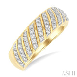 1/2 ctw Dome Shape Slanted Ribbed Pattern Round Cut Diamond Fashion Ring in 14K Yellow Gold