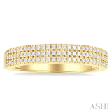 1/4 Ctw Triple Row Pave Set Round Cut Diamond Fashion Band in 14K Yellow Gold