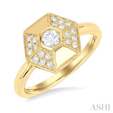 1/4 ctw Hexagon Shape Round Cut Diamond Fashion Ring in 14K Yellow Gold